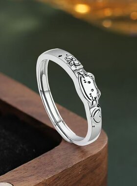 萌趣情侣戒指猫咪狗狗开口戒指女精致可爱卡通指环情侣对戒