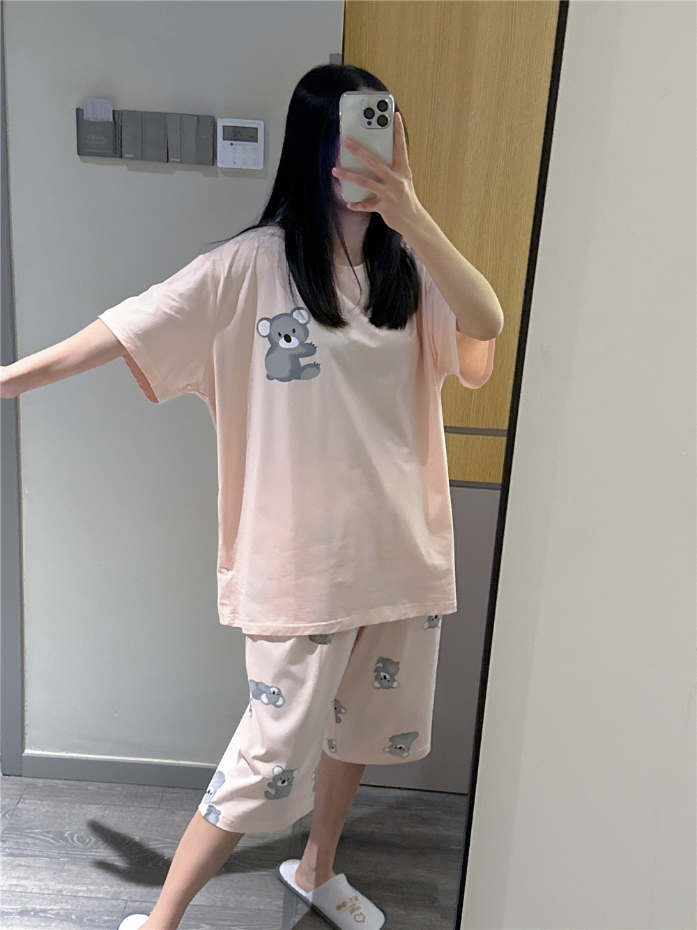 短袖睡衣女春夏纯棉可爱卡通印花家居服大码胖mm200斤七分裤套装