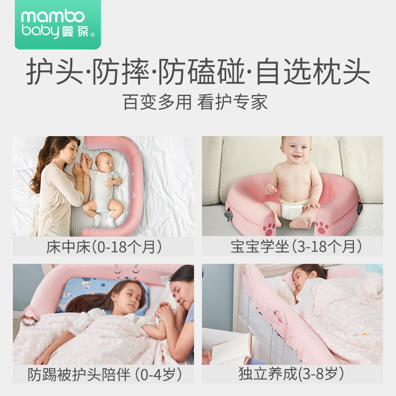 蔓葆儿童防踢被子神器床围栏软包宝宝防摔防护栏防掉床婴儿床中床