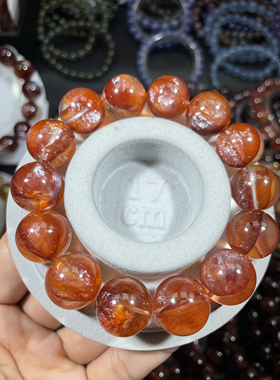 天然红胶花手链女鸩羽幽灵异象水晶本命年好运礼物