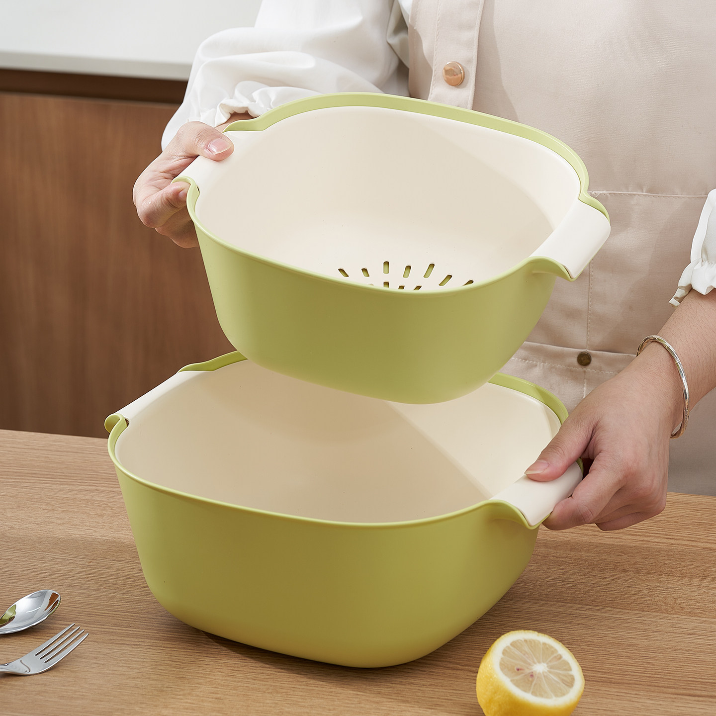 双层洗菜盆沥水篮厨房客厅家用水果盘水槽淘米洗菜篮子食品级大号,淘宝优惠券,粉丝福利购,淘宝优惠卷