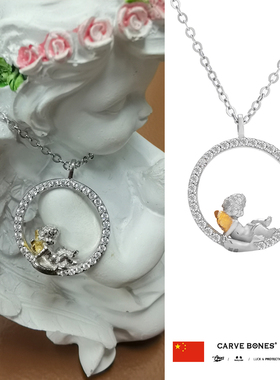 天使的守候纯银银小众超显白项链