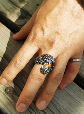 CABO刻骨永恒宙斯金骷髅银戒指