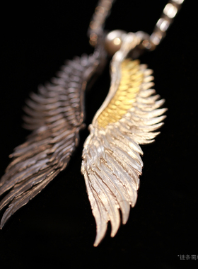 刻骨纯银包金情侣守护之翼吊坠
