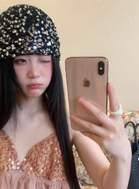 韩系复古镂空亮片包头帽女夏季