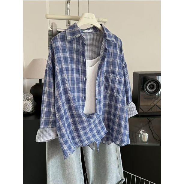 文艺气质条纹中长款宽松显瘦衬衫2025春季新款韩版长袖百搭上衣潮 - 图1