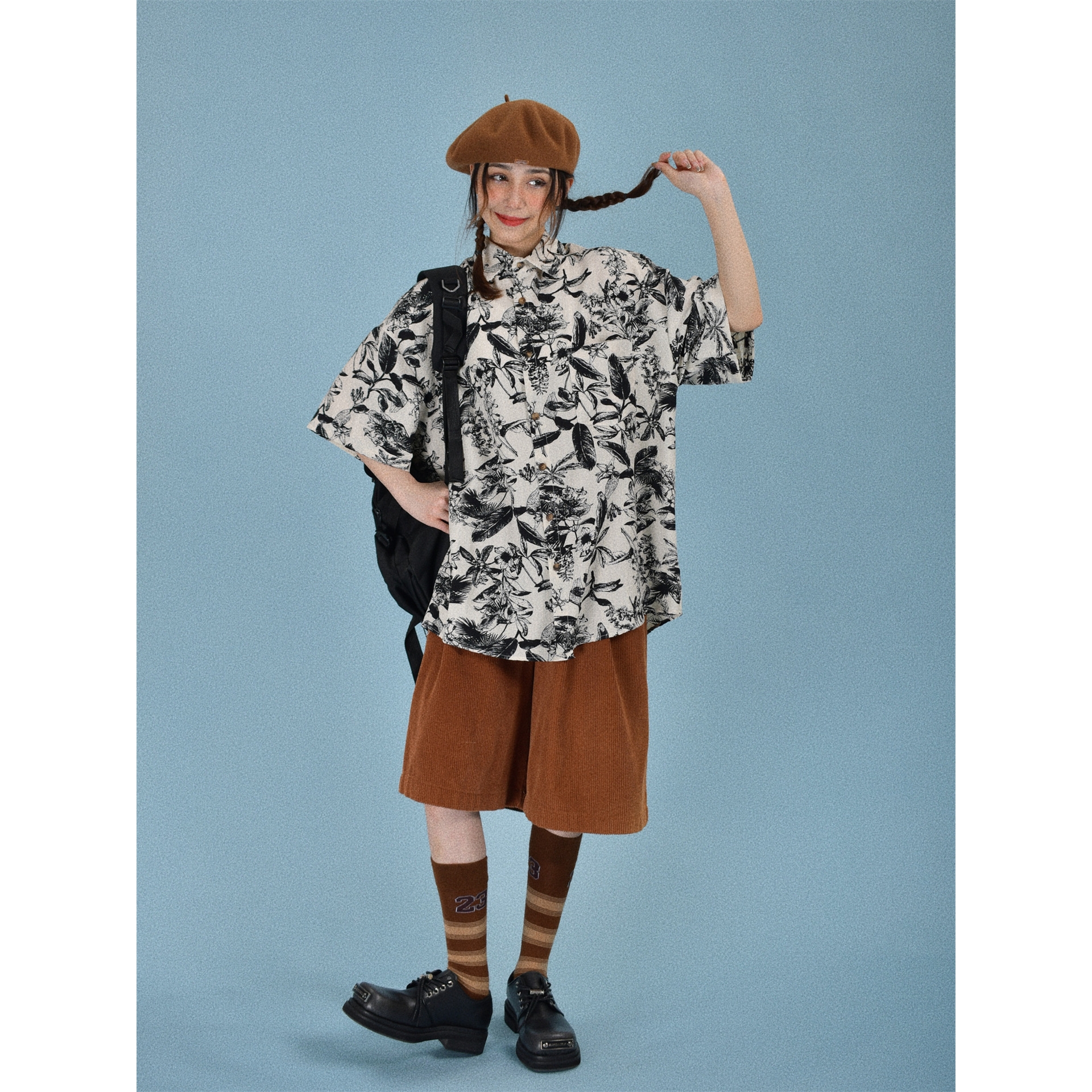 日系复古短袖衬衫夏威夷潮流宽松休闲薄款港风花半袖衬衣男女通勤 - 图2