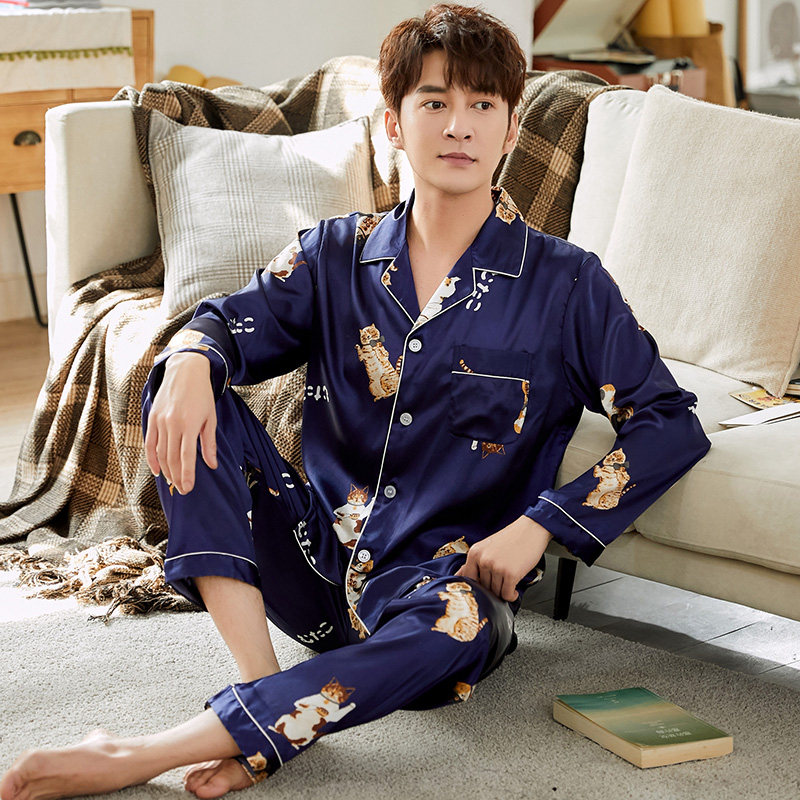 南极人情侣夏季冰丝仿真丝绸睡衣 南极人裤袜睡衣/家居服套装