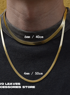 TWOLEAVES钛钢潮欧美金色蛇骨链
