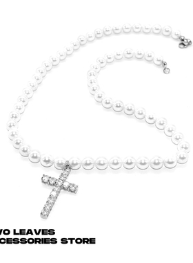 十字架欧美镶钻嘻哈街头同款珍珠