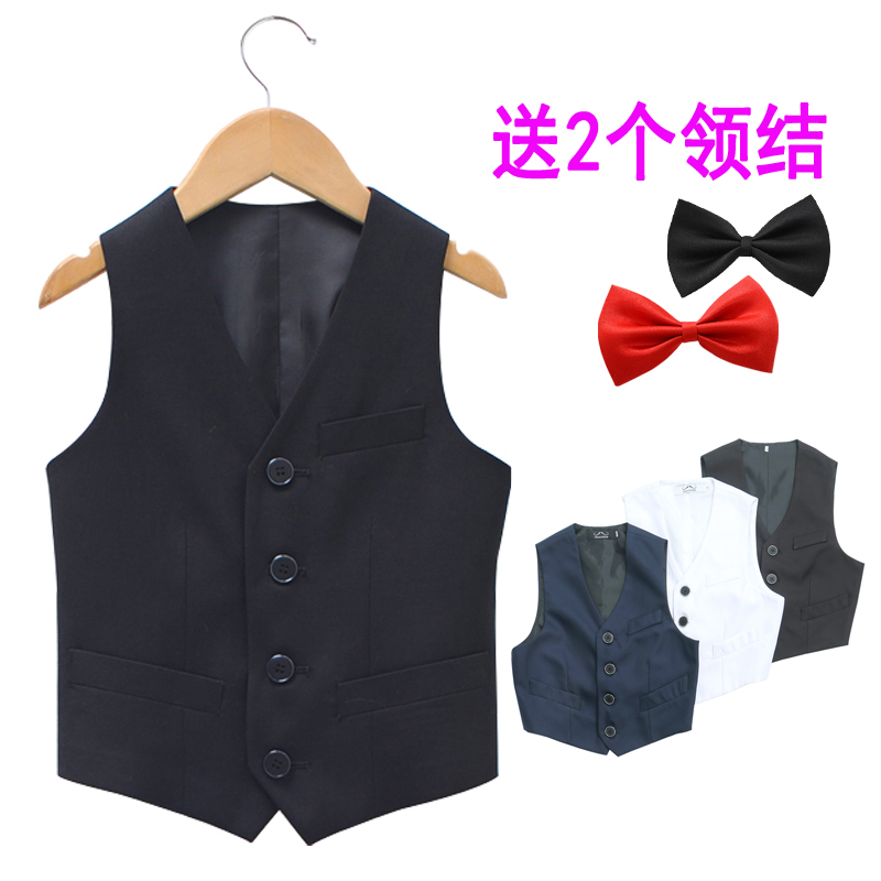 男童西裝馬甲純黑色禮服兒童節目表演出服童裝花童禮服男背心秋裝