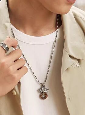 招财纳福 I 饕餮项链男士个性复古纯银小众吊坠吉祥物转运挂坠潮