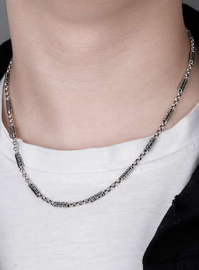 大师足银手工六字真言项链吊坠