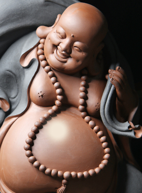 陶瓷弥勒佛禅意风紫砂客厅桌面