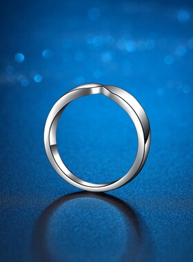 s925纯银实心素圈菱形角戒指百搭款时尚定情表白结婚送男友礼物