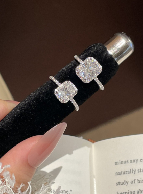 时尚S925纯银莫桑石戒指日常百搭雷迪恩切莫桑钻戒指饰品送女朋友