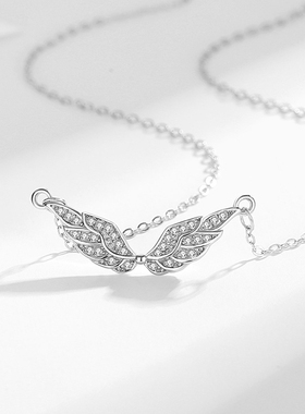 S925纯银天使之翼项链女轻奢个性日韩风设计感镶钻小翅膀锁骨链