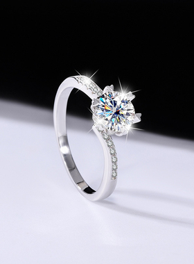 S925莫桑石扭臂雪花女士戒指