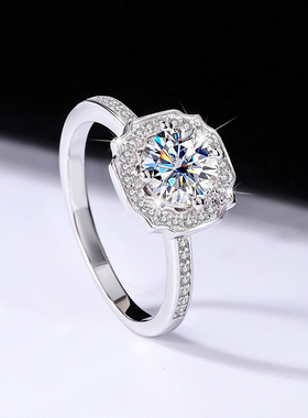 S925莫桑石1克拉戒指送女友