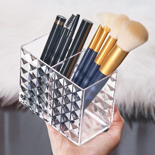 化妆刷收纳桶透明亚克力笔刷筒桌面粉刷美妆蛋口红化妆品整理盒子 - 图1