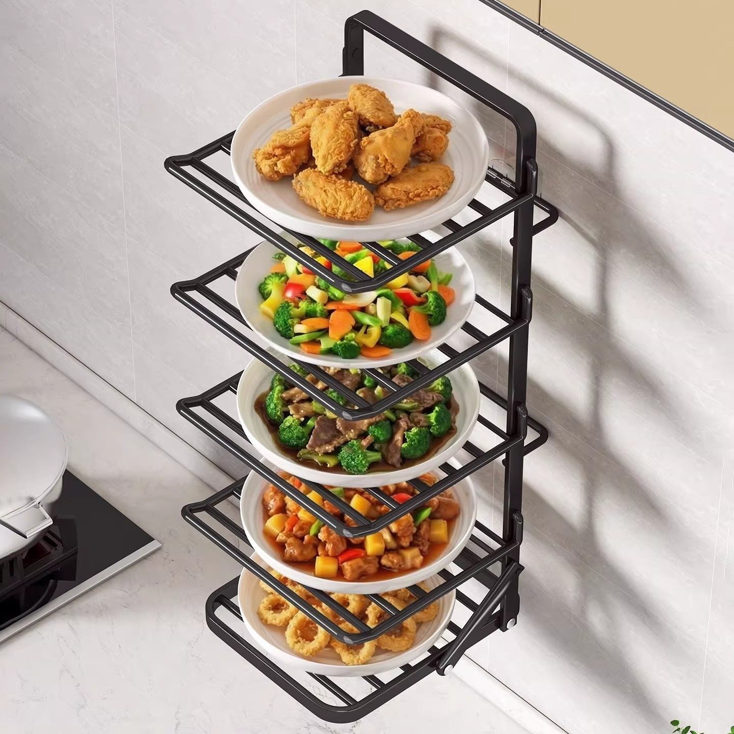 配菜盘置物架厨房备菜盘子收纳架壁挂式多层放碗碟剩菜盘架脸盆架,淘宝优惠券,粉丝福利购,淘宝优惠卷