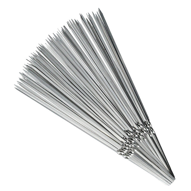 Barbecue utensils stainless steel flat skewers thickened steel skewers barbecue skewers grilled needle mutton skewers iron skewers barbecue skewers