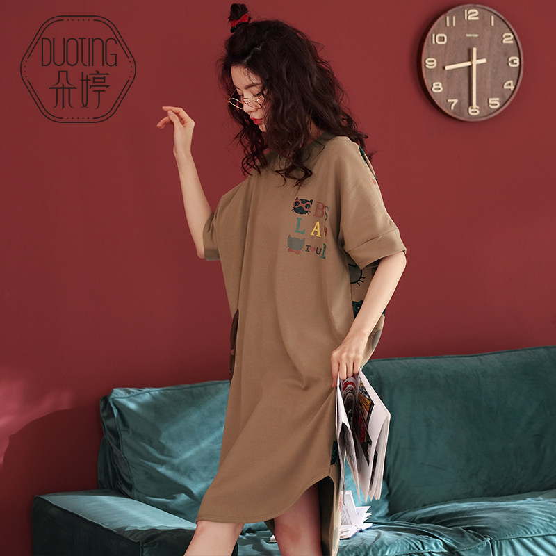 朵婷夏季短袖纯棉睡裙子卡通睡衣 朵婷睡裙