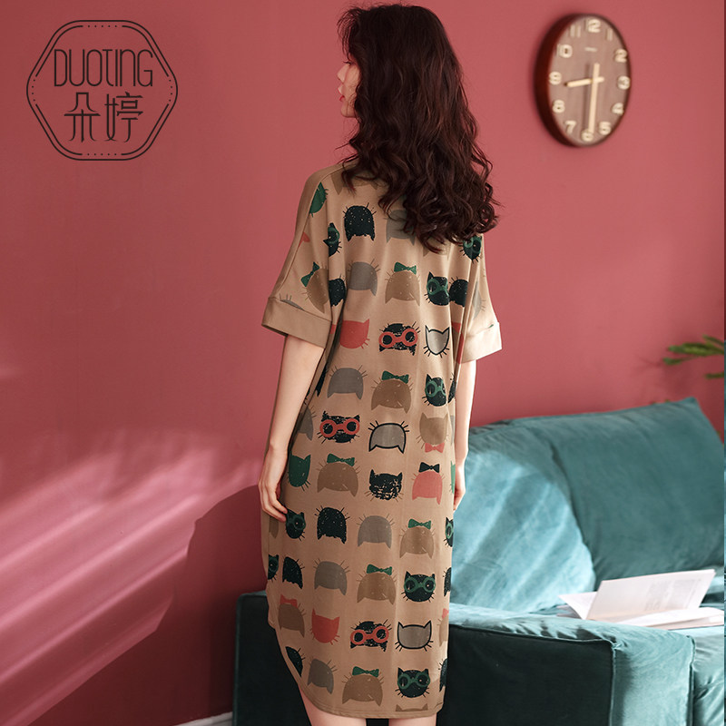 朵婷夏季短袖纯棉睡裙子卡通睡衣 朵婷睡裙