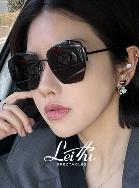 无框墨镜女2026新款防紫外线高级感太阳镜大脸显瘦显脸小遮阳开车