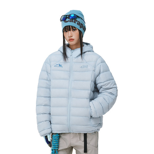 404MOB三防冬轻薄90绒白鸭绒连帽排骨羽绒服男女时尚情侣初冬外套 - 图0