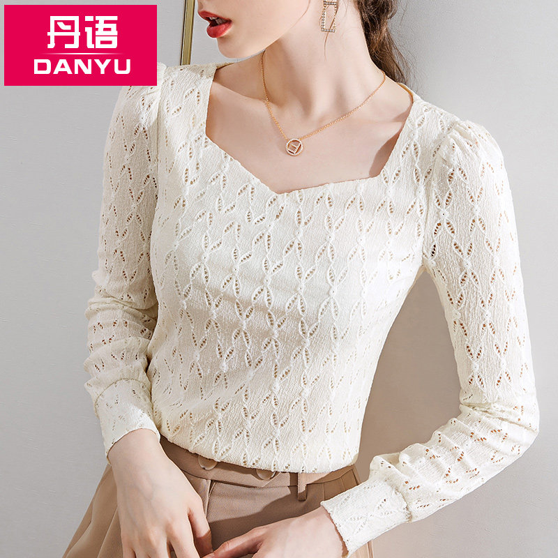 丹语欧洲站女长袖镂空2020蕾丝衫 丹语蕾丝衫/雪纺衫