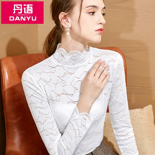 丹语 Кружевной флисовый приятный телу демисезонный удерживающий тепло лонгслив, в обтяжку