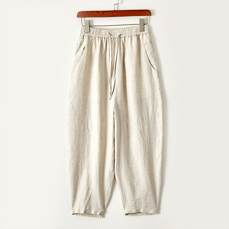 亚麻休闲裤男九分裤哈伦小脚夏季新款大码宽松男士中国风复古裤子,淘宝优惠券,粉丝福利购,淘宝优惠卷