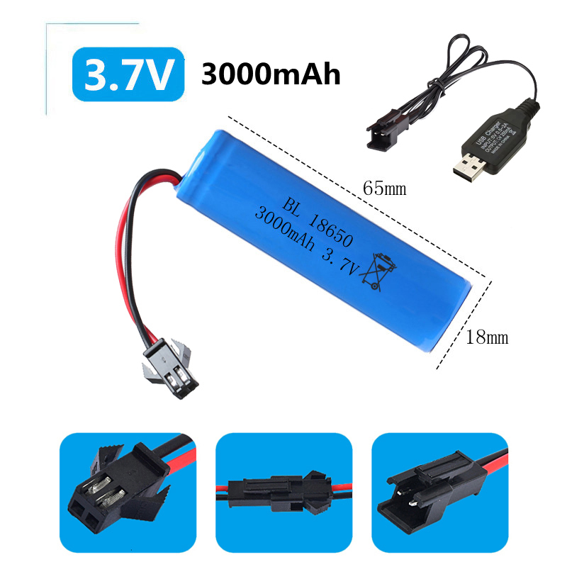 3.7V锂电池14500/18650USB充电线遥控汽车挖掘机变形车充电电池组 - 图1