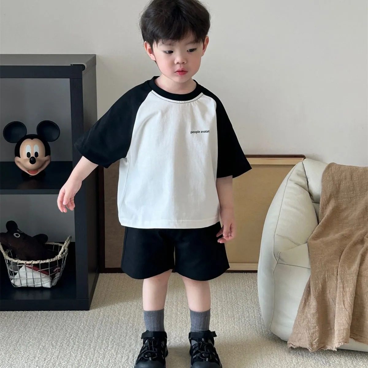 纯棉男女中小童短袖t恤夏季韩版潮流可爱宝宝插肩撞色半袖t上衣,淘宝优惠券,粉丝福利购,淘宝优惠卷