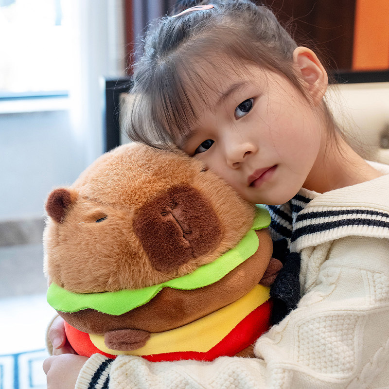 可爱卡皮巴拉汉堡水豚公仔玩偶三明治毛绒玩具男女孩生日礼物娃娃,淘宝优惠券,粉丝福利购,淘宝优惠卷