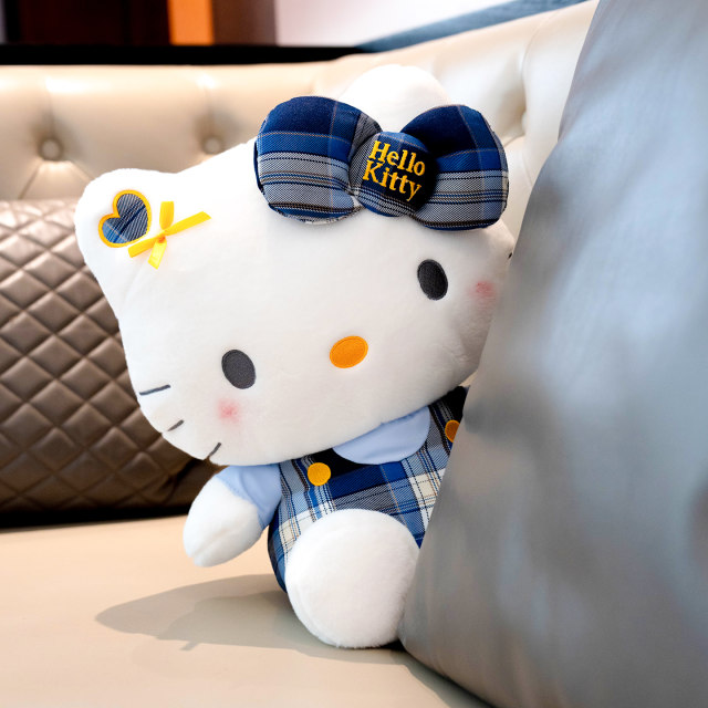 HelloKitty Doll Dark Blue Checkered Doll KT Cat