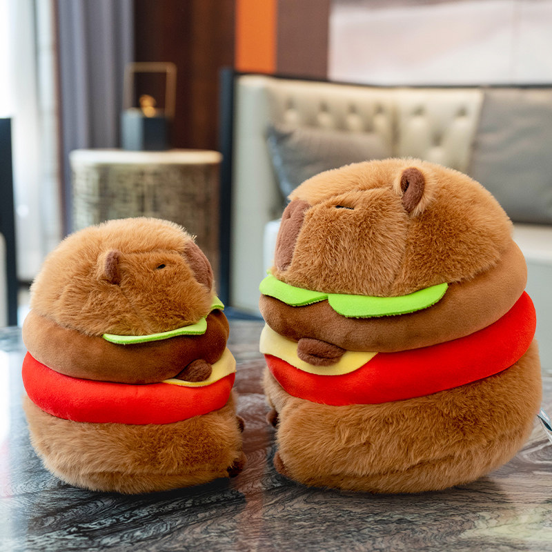 可爱卡皮巴拉汉堡水豚公仔玩偶三明治毛绒玩具男女孩生日礼物娃娃,淘宝优惠券,粉丝福利购,淘宝优惠卷