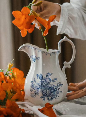 【出口】青花陶瓷花瓶客厅插花高级感水培鲜花复古中古风餐桌摆件