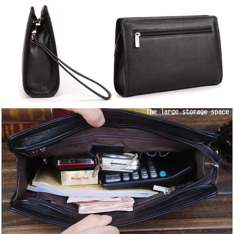 七匹狼头层牛皮男手拿包手腕公文包 七匹狼至尊男士包袋