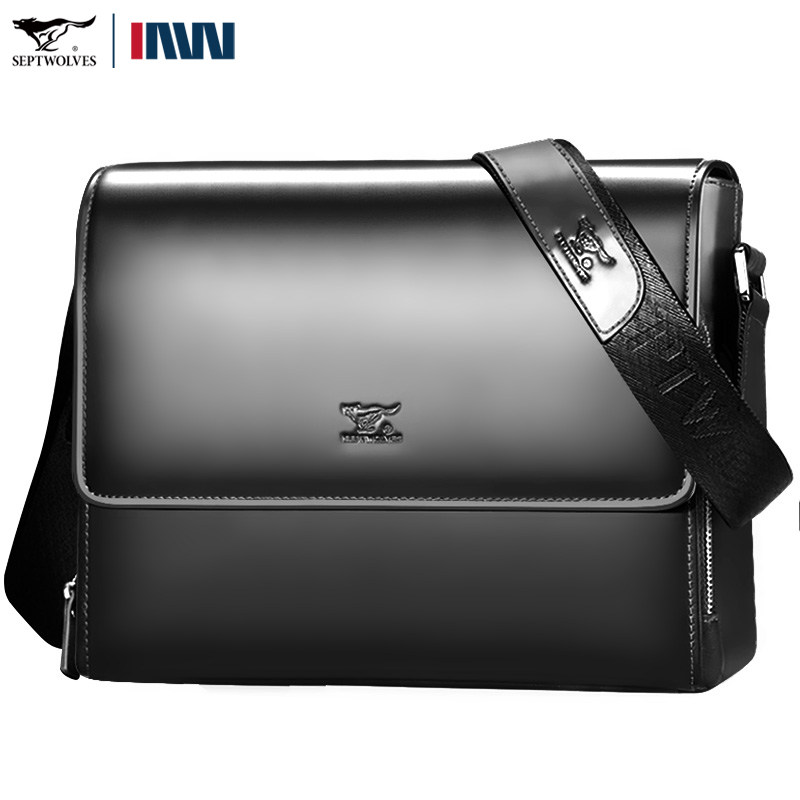 七匹狼真皮横款单肩包休闲男士包包 七匹狼至尊男士包袋