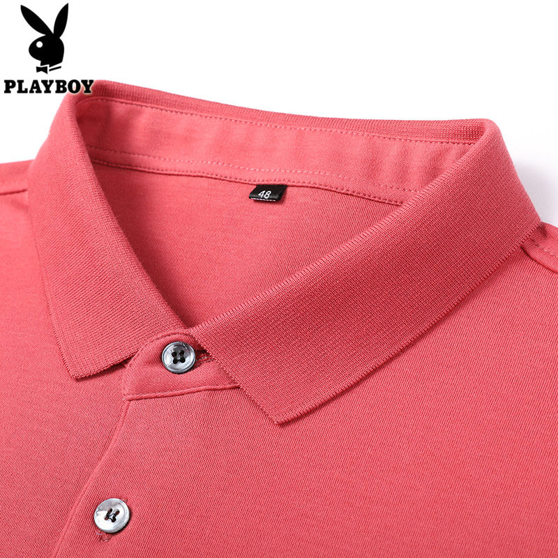花花公子翻领长袖男2021秋季polo衫 playboy辉腾T恤