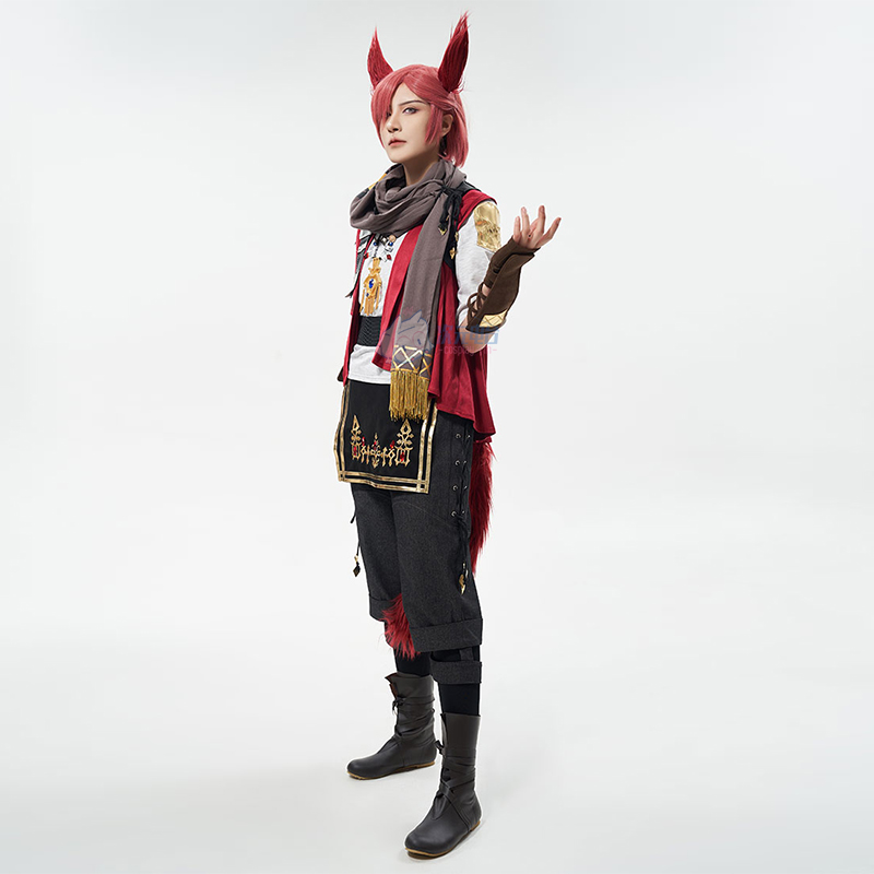 FF14拂晓小红猫cosplay古拉哈提亚cos服男套装游戏拂晓血服装-图1