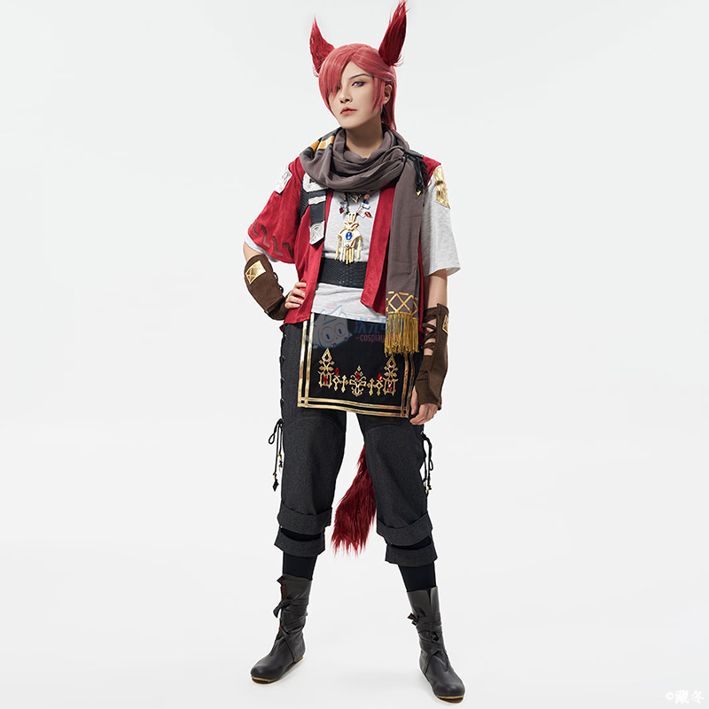 FF14拂晓小红猫cosplay古拉哈提亚cos服男套装游戏拂晓血服装-图3