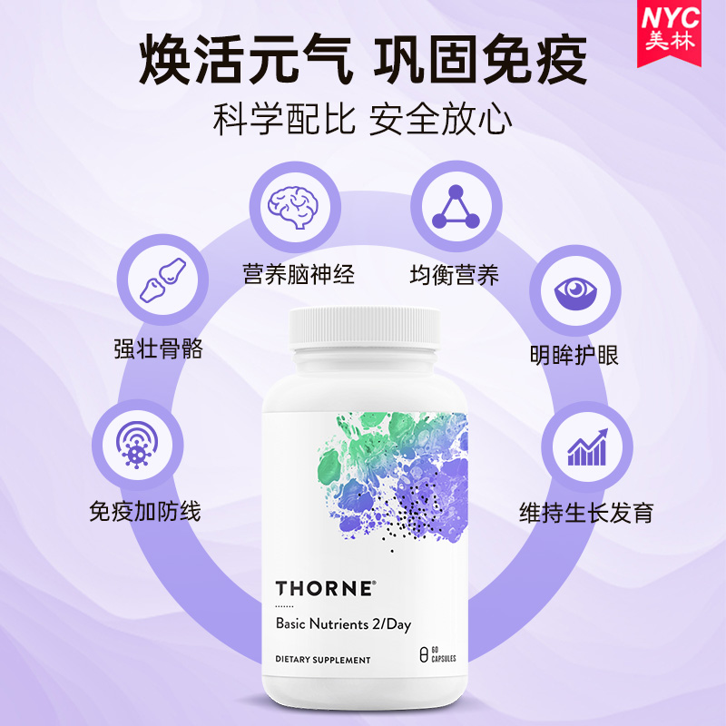 美国Thorne悦恩复合维生素abcde综合多维女士多种维生素矿物质片 - 图0