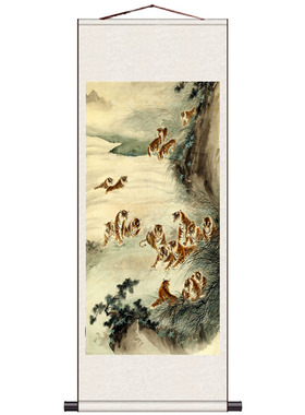 张大千五色荷花国画花鸟画丝绸卷轴画风水人物山水字画定制书法画
