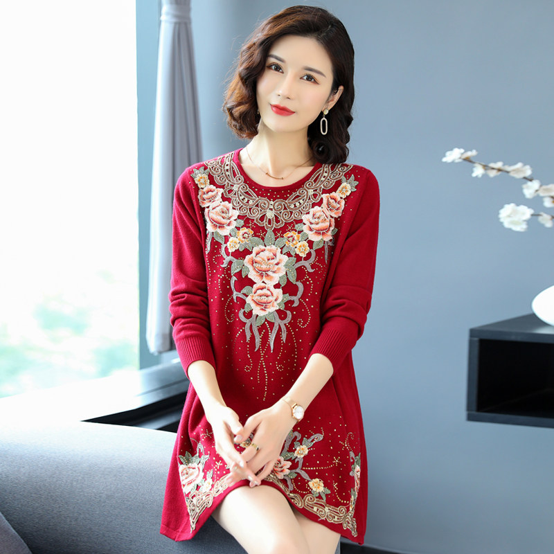 秋冬胖妈妈装中老年女装200斤毛衣 暖妞中老年女装