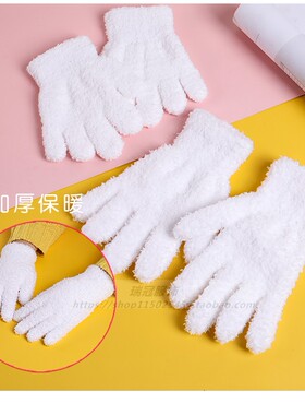 儿童冬季加绒保暖表演礼仪手套