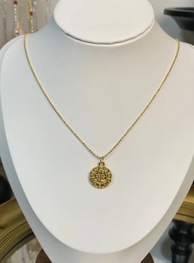 招财进宝 沙金保色项链 本命年高级感锁骨链小众设计配饰