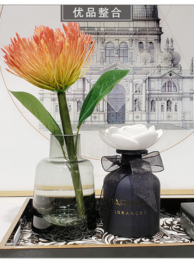 新中式风挂画仿真花组合软装饰品